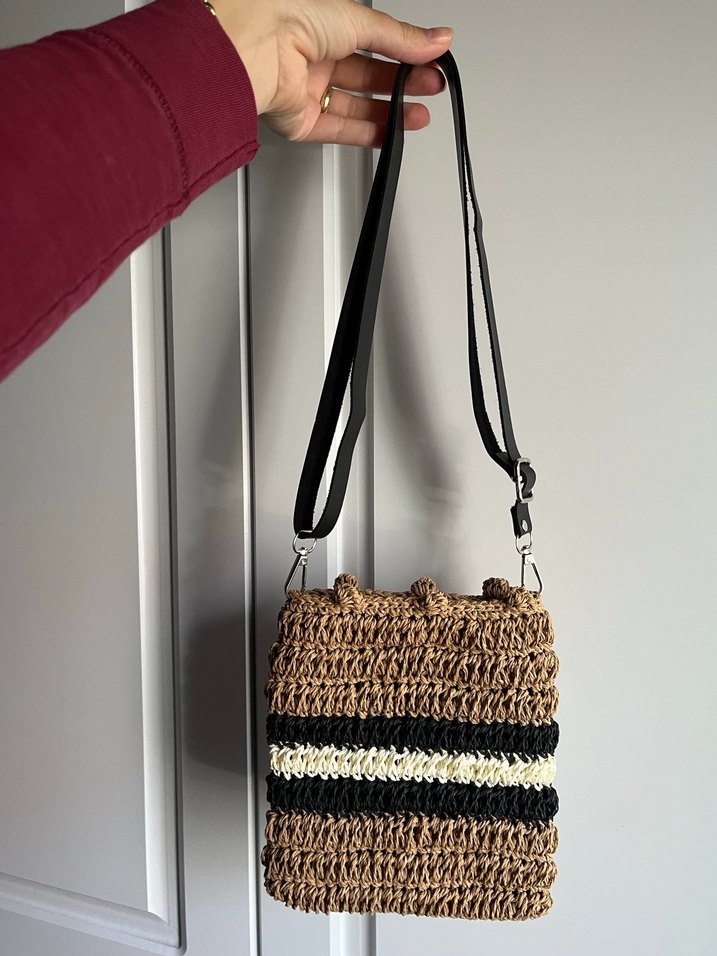 Bohem Zebra Desenli Örgü Kadın Çanta - Görsel 2