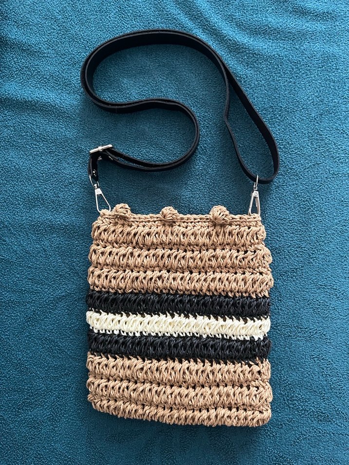 Bohem Zebra Desenli Örgü Kadın Çanta - Görsel 3