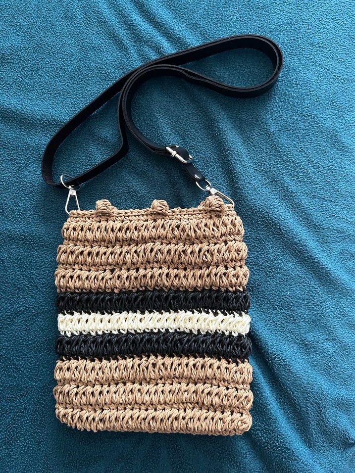 Bohem Zebra Desenli Örgü Kadın Çanta - Görsel 5