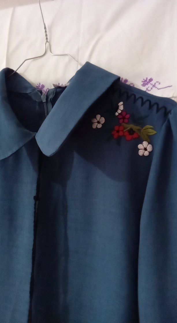 Mavi Nakışlı Bohem Uzun Kollu Tunik - Görsel 2