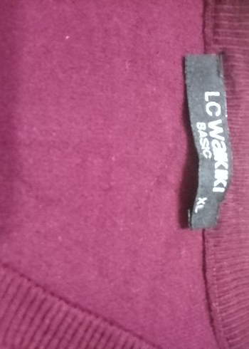 Düğmeli Bordo V Yaka Kadın Kazak - Görsel 2