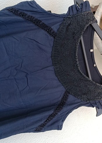 Zara Lacivert Kolsuz Mini Bohem Elbise