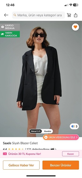 l Beden siyah Renk Siyah Blazer Ceket