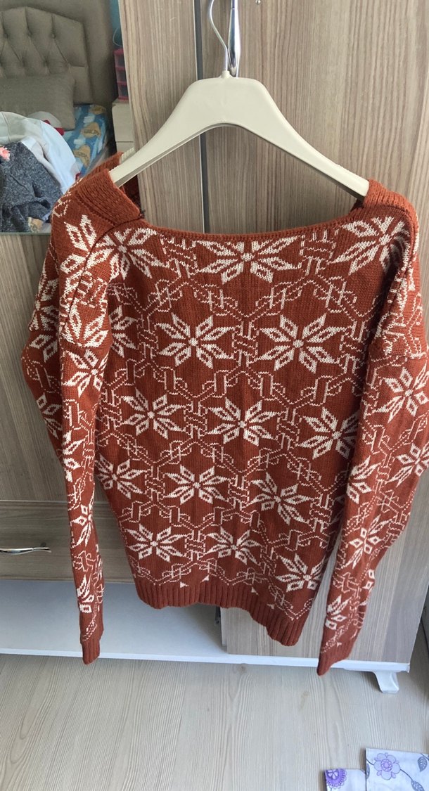 Bohem Tarz Kahverengi Örgü Hırka - Görsel 3