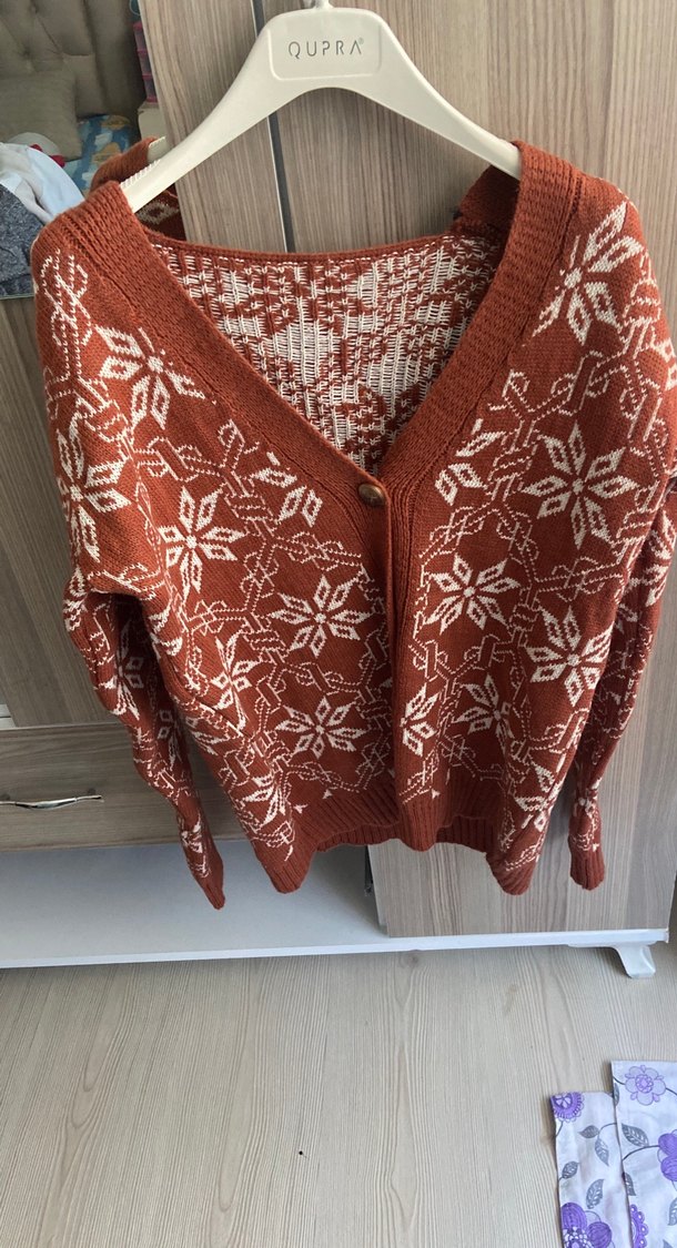 Bohem Tarz Kahverengi Örgü Hırka - Görsel 2