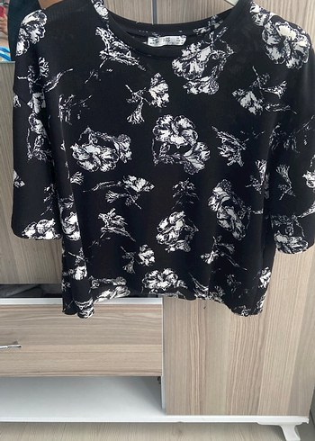 Siyah Beyaz Baskılı Uzun Kollu Kadın Bluz - Görsel 2