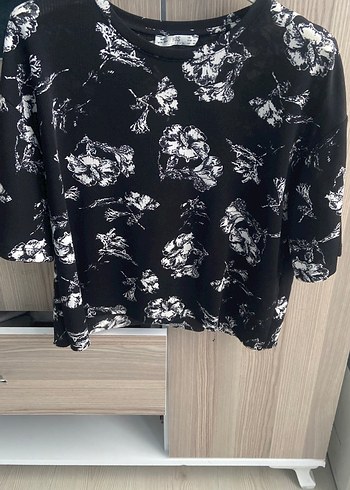 Siyah Beyaz Baskılı Uzun Kollu Kadın Bluz - Görsel 3