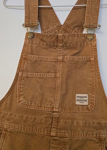 Bershka S Beden Kahverengi Denim Kadın Uzun Salopet - Görsel 2