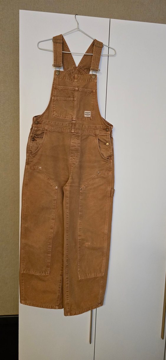 Bershka  S Beden Kahverengi Denim Kadın Uzun Salopet - Görsel 3