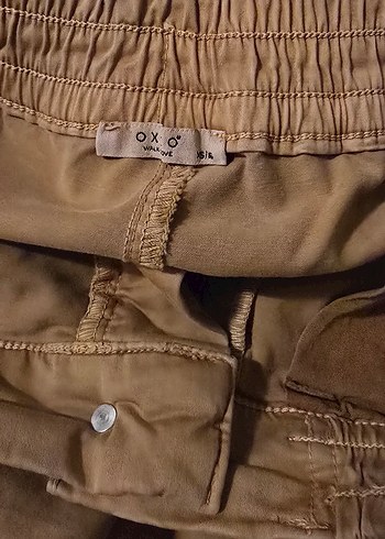 Oxxo XS Bej Kadın Rahat Kesim Keten kargo Pantolon - Görsel 4