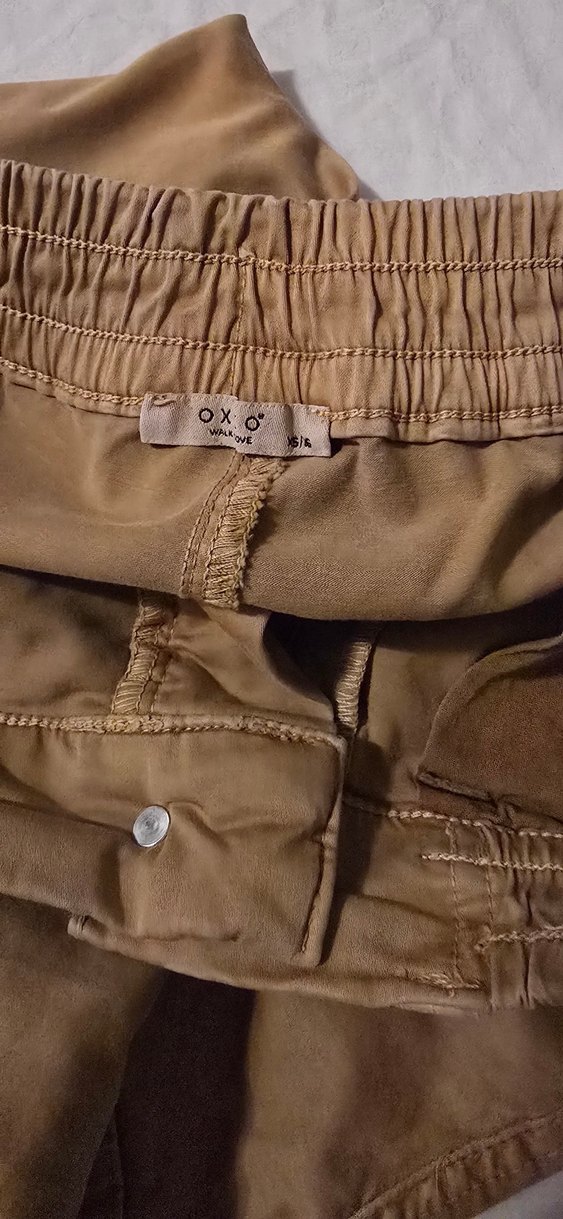 Oxxo XS Bej Kadın Rahat Kesim Keten kargo Pantolon - Görsel 4