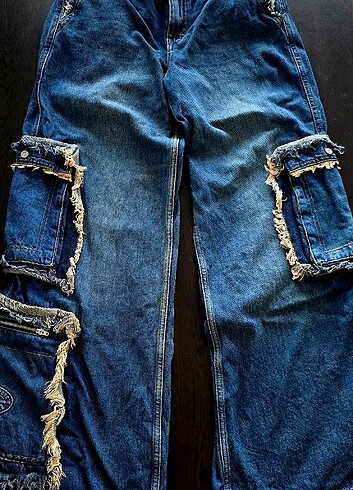 Diğer Kargo Cepli Jeans Pantolon