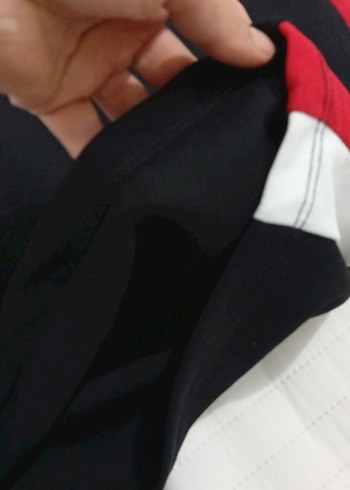 Siyah Kırmızı Yan Şeritli Hamile Midi Etek - Görsel 4