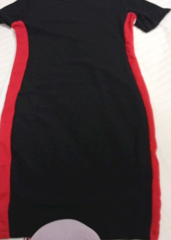 Siyah Kırmızı Yan Şeritli Hamile Midi Etek - Görsel 2