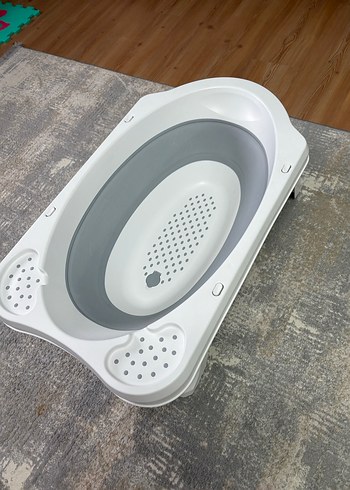 Katlanabilir Beyaz ve Gri Banyo Matı küvet - Görsel 2