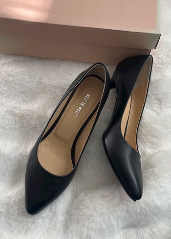 Hakiki deri Klasik Siyah Topuklu Kadın Stiletto - Görsel 2