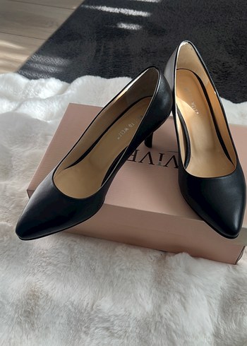 Hakiki deri Klasik Siyah Topuklu Kadın Stiletto - Görsel 4