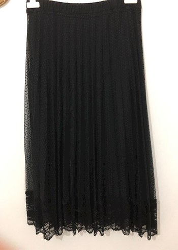Siyah Pilili Uzun Gotik Etek