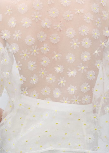 Mango Şeffaf İşlemeli Beyaz Uzun Etek ve Gömlek takım - Görsel 7