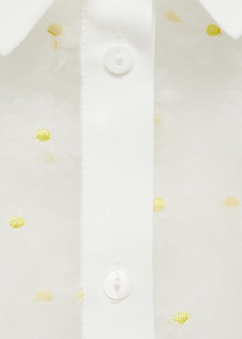 Mango Şeffaf İşlemeli Beyaz Uzun Etek ve Gömlek takım - Görsel 9