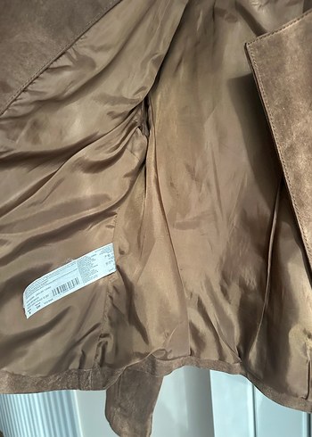 Kahverengi Süet Kemerli Kadın Deri Ceket - Görsel 4