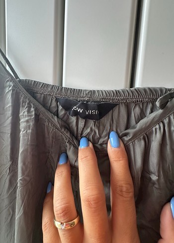 LC Waikiki Gri Saten Uzun Askılı Elbise