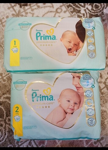1 paket Prima Premium Care 1 numara ve 1 Paket 2 numara
