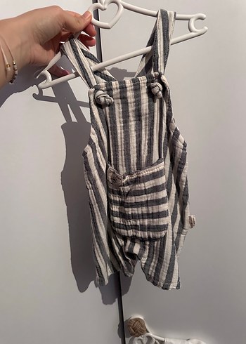 Çizgili müslin bebek tulum
