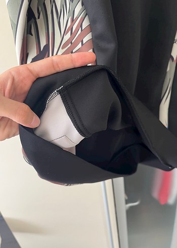 m Beden siyah Renk Desenli Kürklü Siyah Kadın Tunik