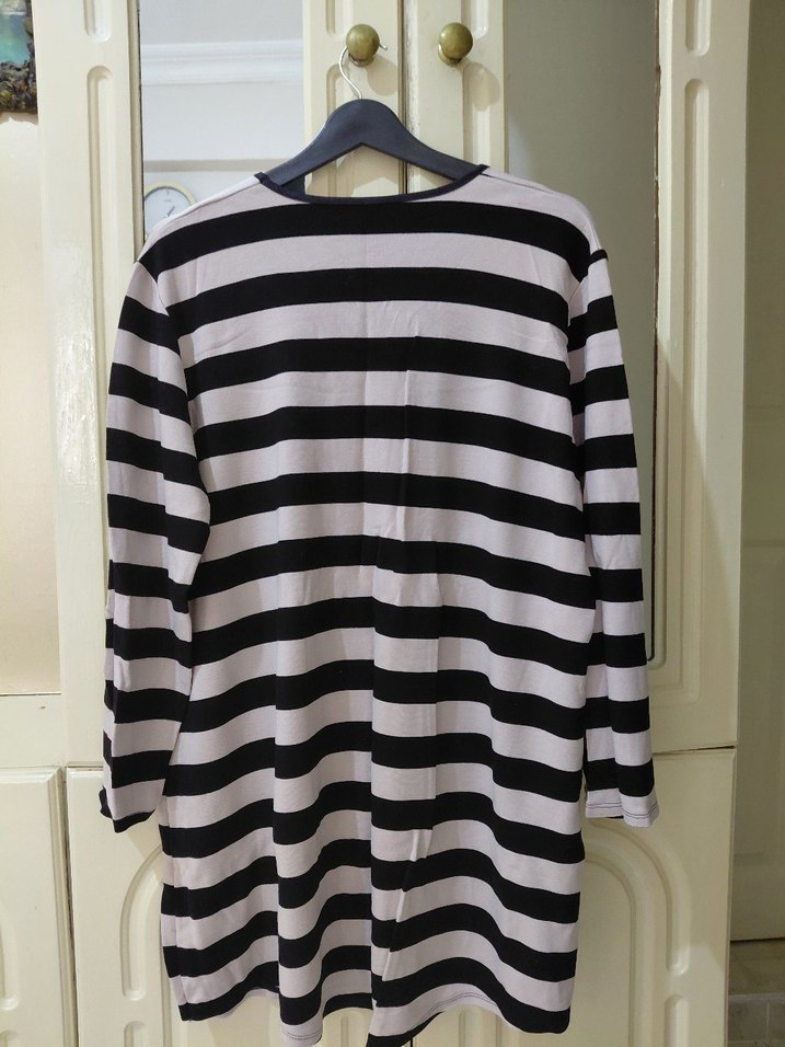 Gri Çizgili Uzun Kollu Hamile Tişörtü - Görsel 3