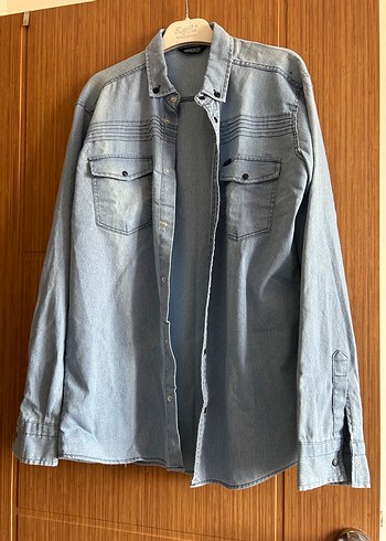 Düğmeli Gri Kadın Denim Ceket