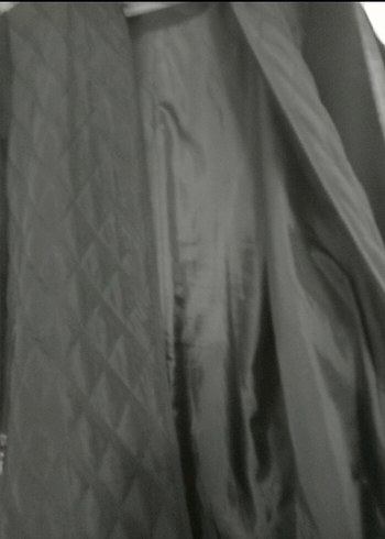 Uzun Siyah Kapitone Kadın Ceket - Görsel 5