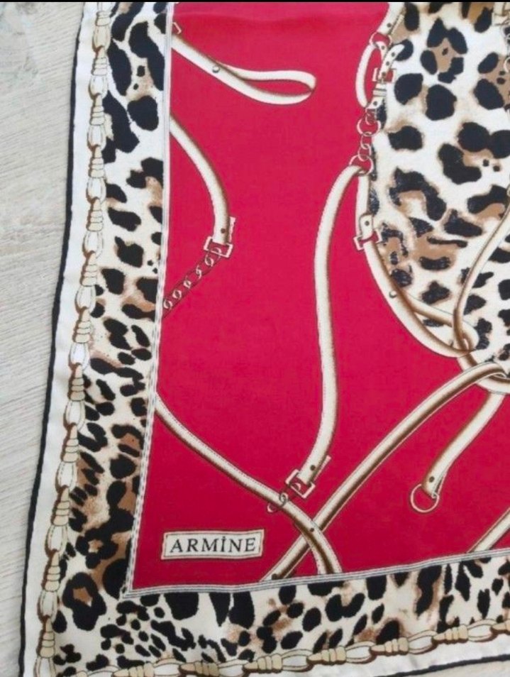 Koyu Kırmızı Leopar Desenli Bohem Kadın eşarp - Görsel 2