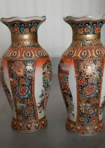 Renkli Desenli Seramik Vazo Çifti - Görsel 2