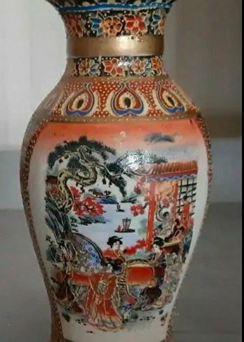 Renkli Desenli Seramik Vazo Çifti - Görsel 4