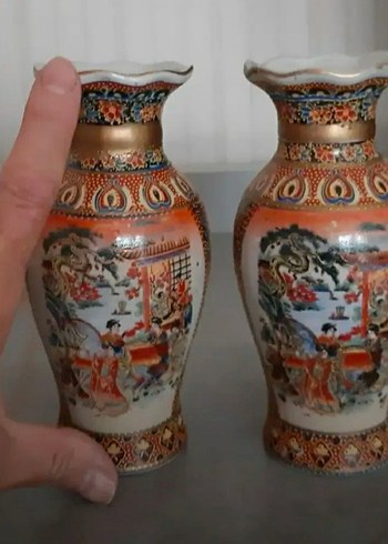 Renkli Desenli Seramik Vazo Çifti - Görsel 3