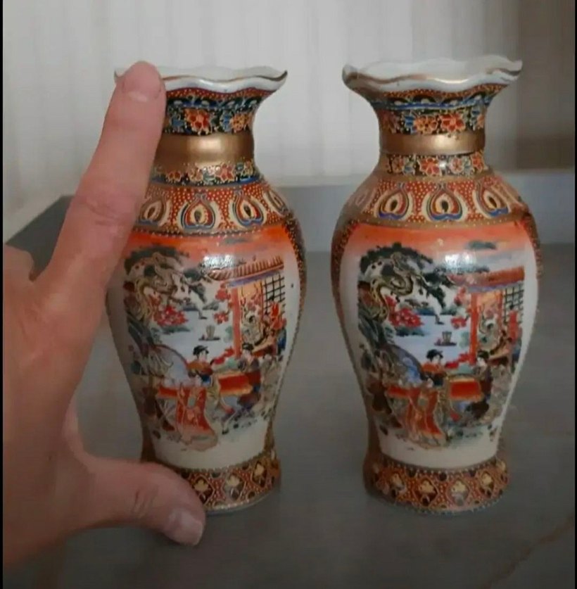 Renkli Desenli Seramik Vazo Çifti - Görsel 3