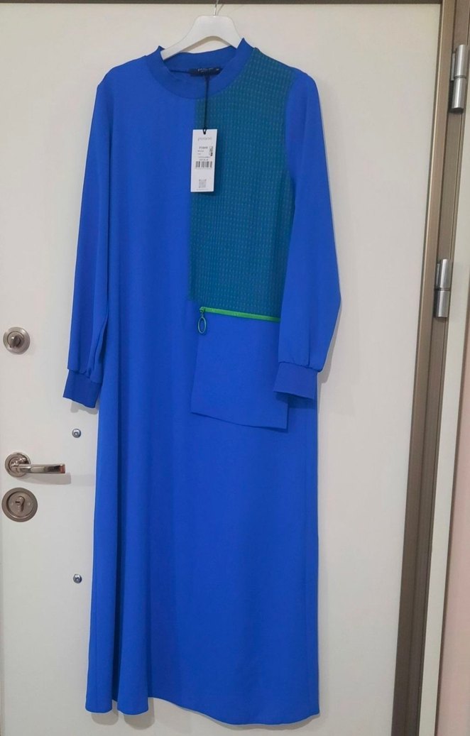 Mavi Uzun Kollu Kadın Elbise - Görsel 4