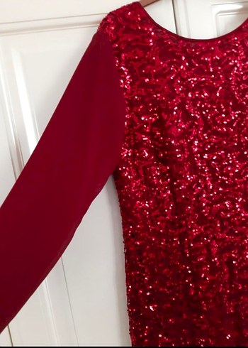 Bordo Uzun Kollu Drapeli Abiye Elbise - Görsel 3