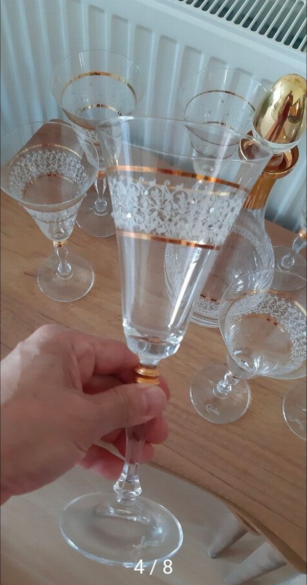 Altın Detaylı Cam Şarap Kadeh Seti - Görsel 3