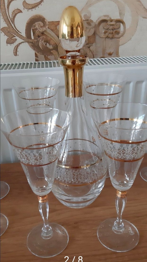 Altın Detaylı Cam Şarap Kadeh Seti - Görsel 2