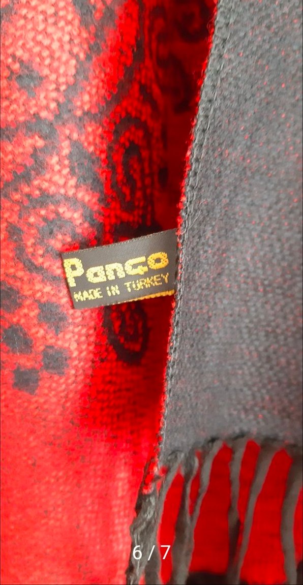 Uzun Kırmızı Desenli Bohem Kadın Panço - Görsel 3