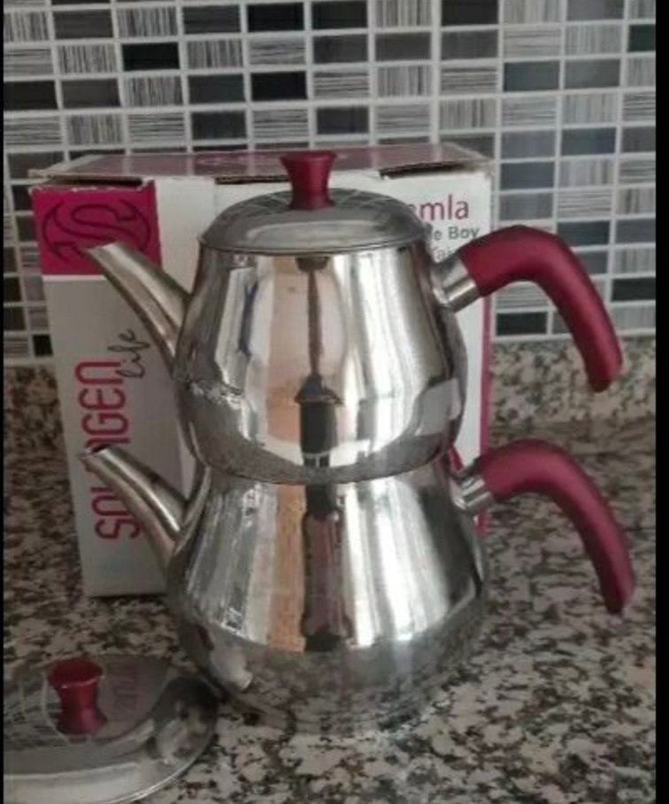 Kırmızı Saplı Çelik Çaydanlık - Görsel 2