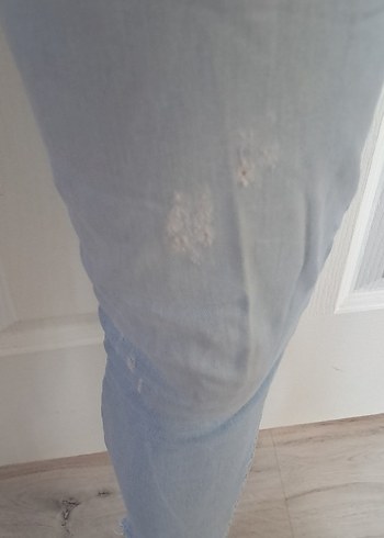 Kadın Pastel Mavi Dar Kesim  Denim Pantolon - Görsel 4