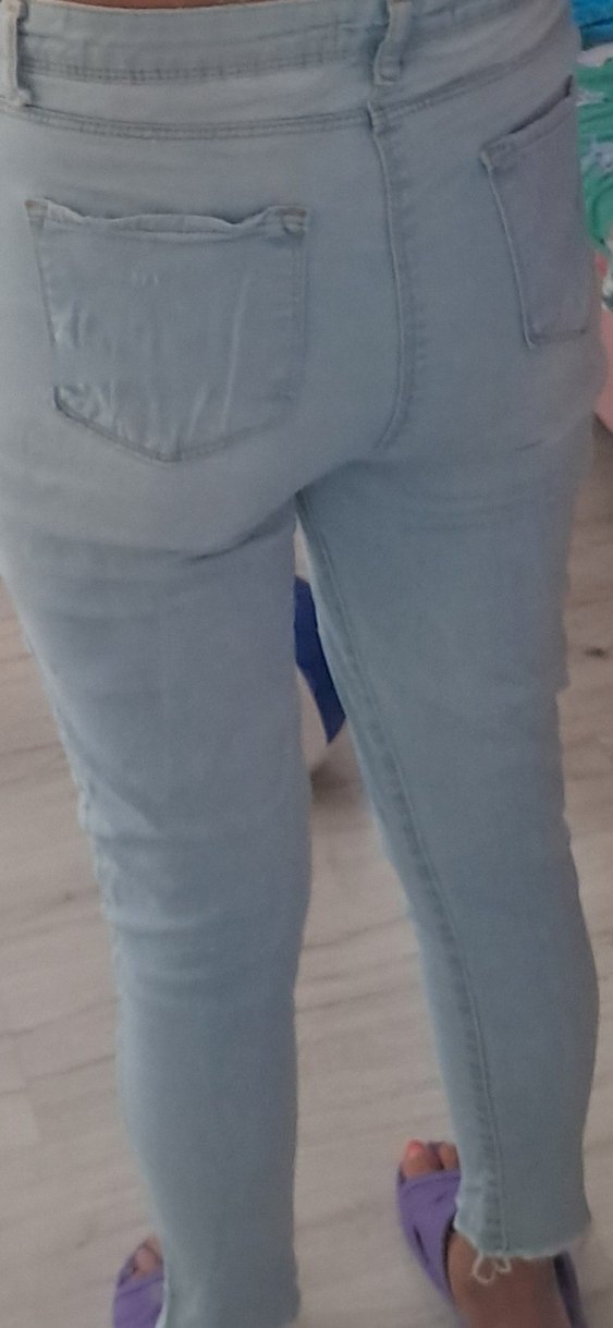 Kadın Pastel Mavi Dar Kesim  Denim Pantolon - Görsel 2