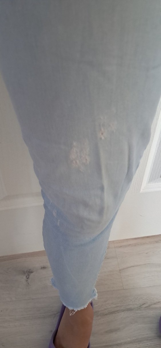 Kadın Pastel Mavi Dar Kesim  Denim Pantolon - Görsel 4