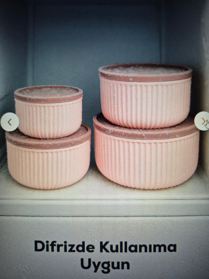 4 lü yuvarlak saklama kabı seti çizgili pembe mikro dalga uyumlu - Görsel 5