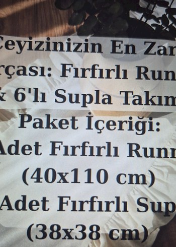 Fırfırlı keten runner& Fırfırlı supla seti 7 parça çeyiz seti - Görsel 5