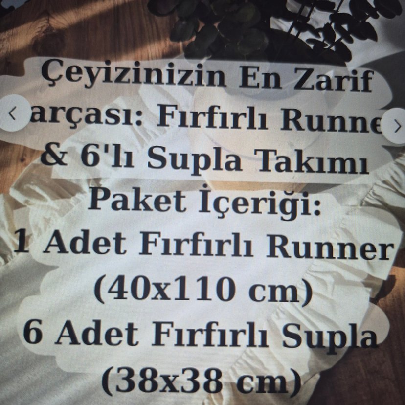 Fırfırlı keten runner& Fırfırlı supla seti 7 parça çeyiz seti - Görsel 5