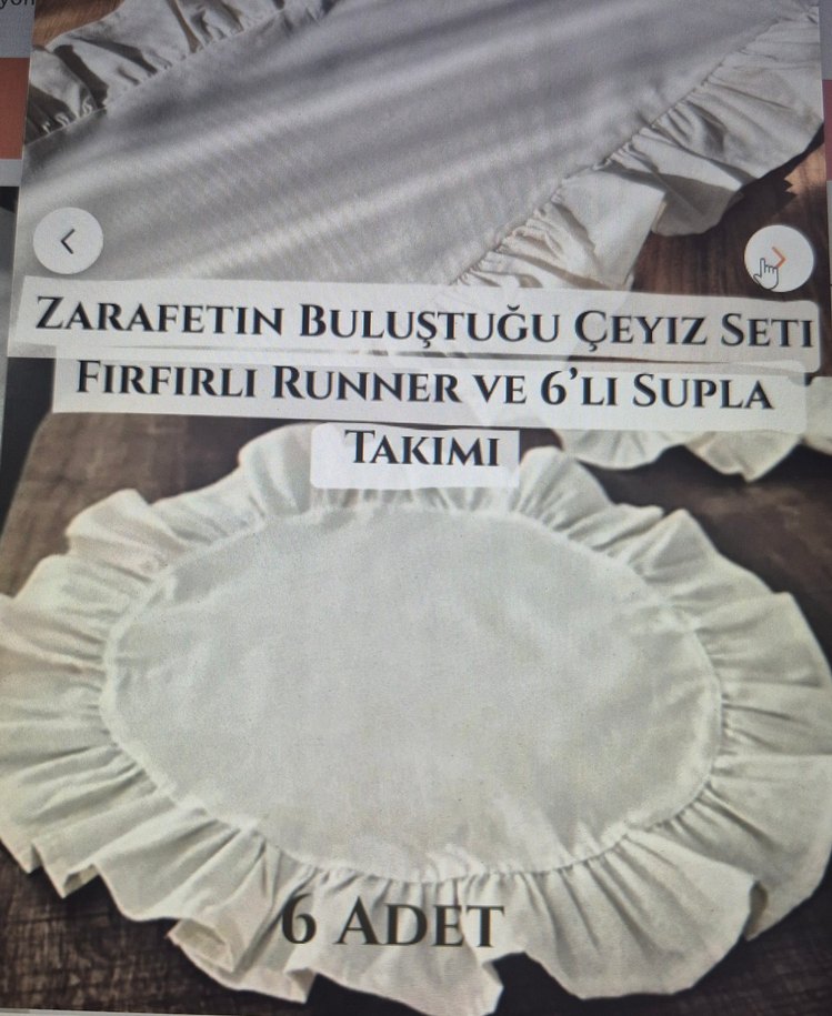 Fırfırlı keten runner& Fırfırlı supla seti 7 parça çeyiz seti - Görsel 4
